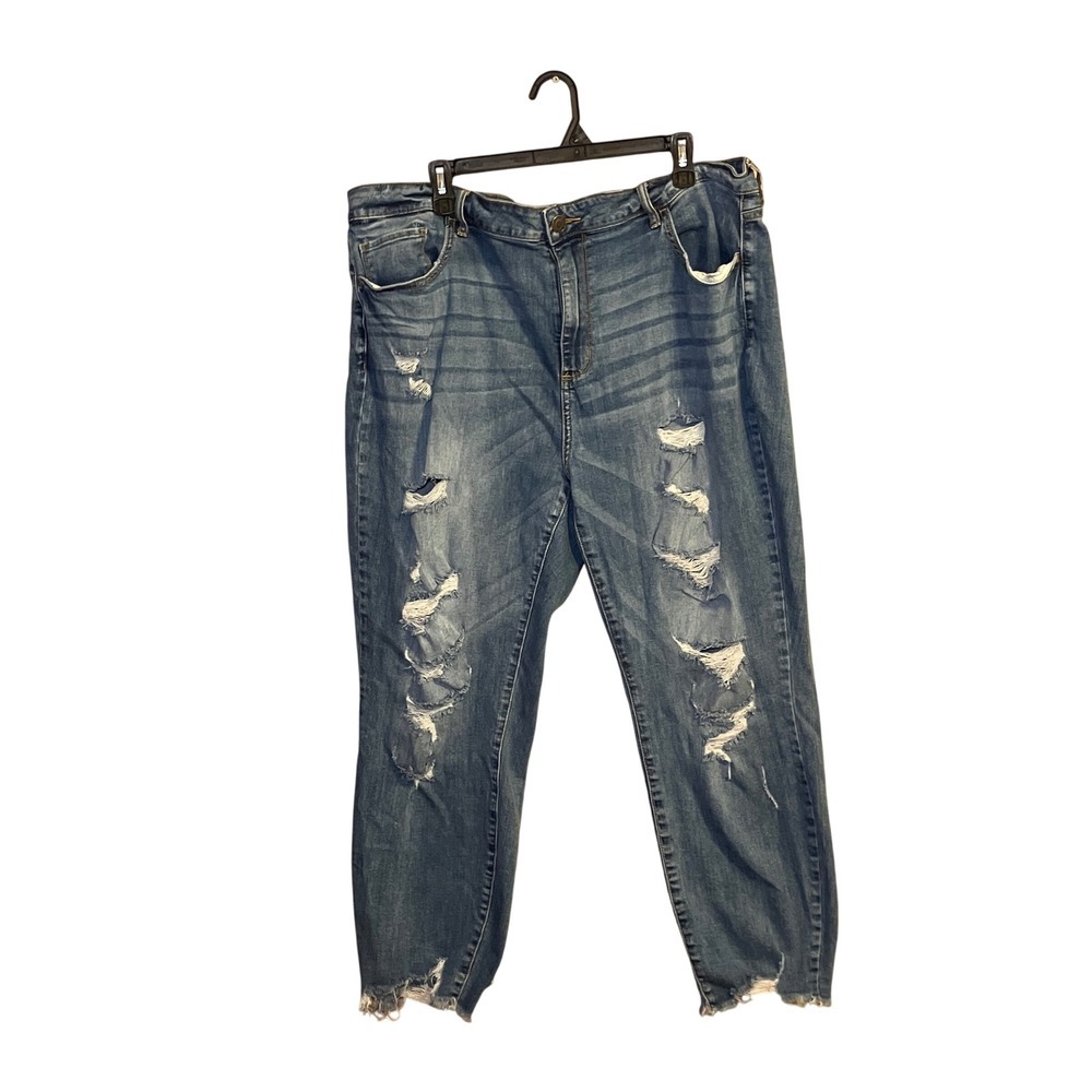 Ms Cello Womens Jeans Size 22 Distressed Ripped Frayed Hem Medium Wash